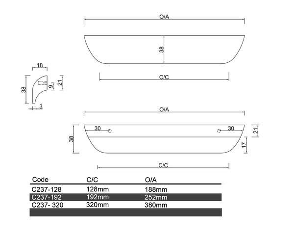 C237- Allora Timber Cabinet Handle