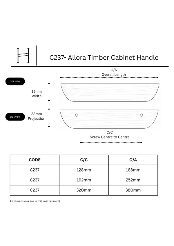 C237- Allora Timber Cabinet Handle
