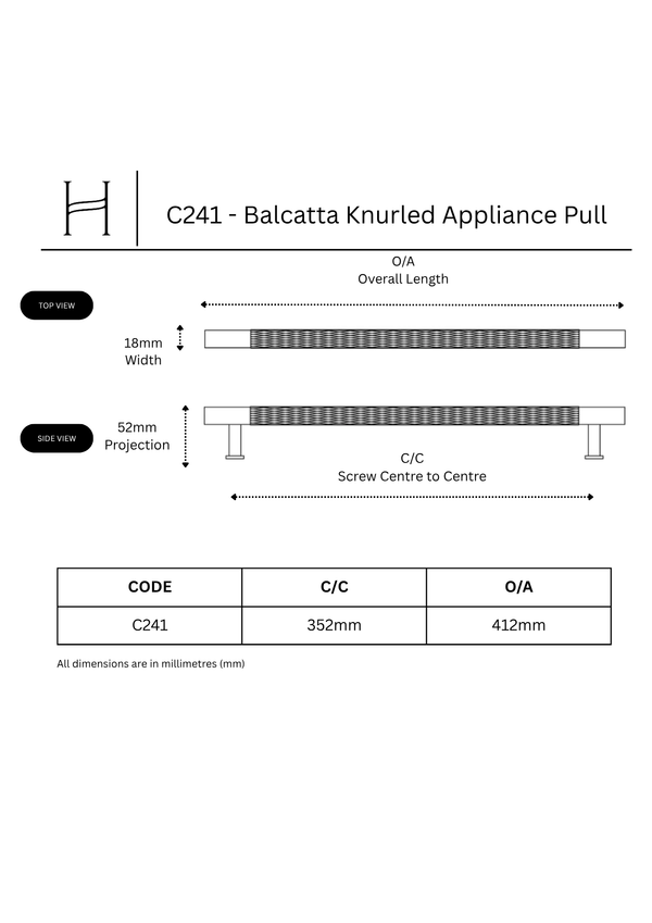 C241 - Balcatta Knurled Appliance Pull