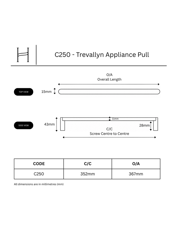 C250 - Matt White Trevallyn Appliance Pull
