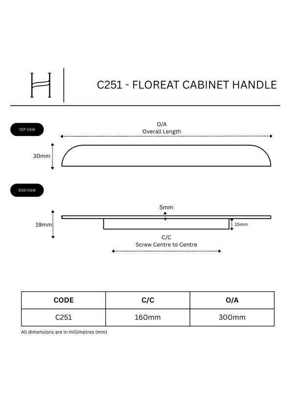C251 – Floreat Half Arch Cabinet Handle