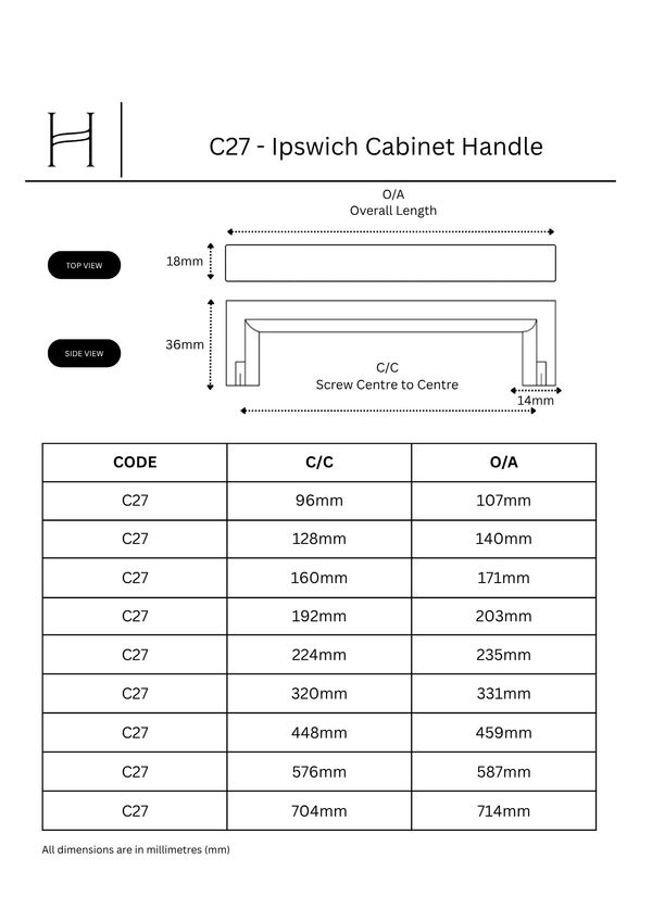 C27 - Ipswich Cabinet Handle