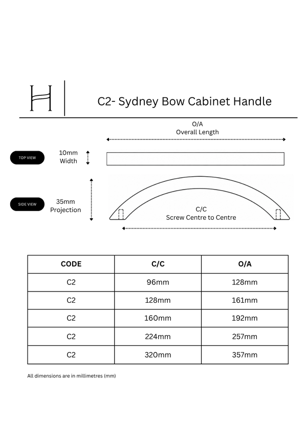 C2- Sydney Bow Cabinet Handle