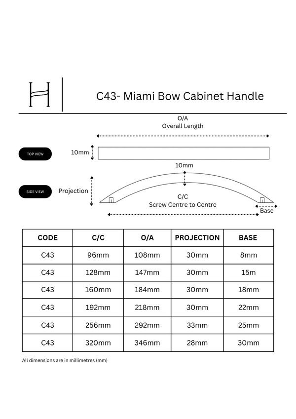 C43- Miami Bow Cabinet Handle
