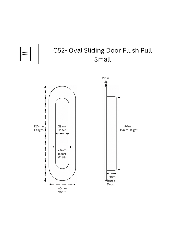 C52- Oval Sliding Door Flush Pull