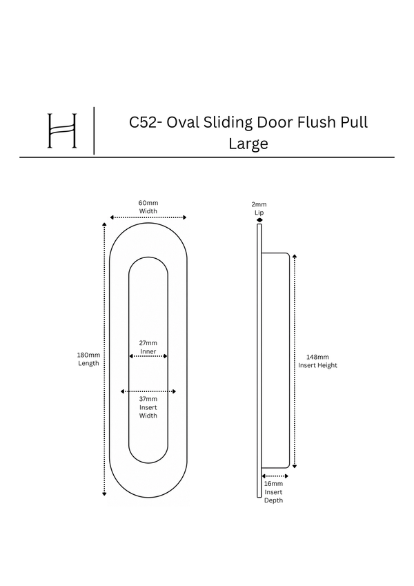 C52- Oval Sliding Door Flush Pull
