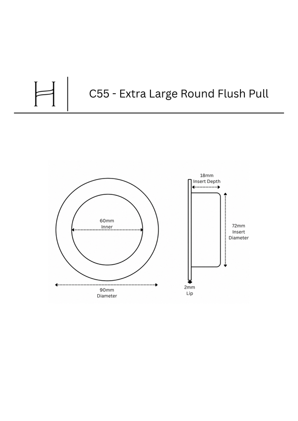 C55 - Extra Large Round Flush Pull