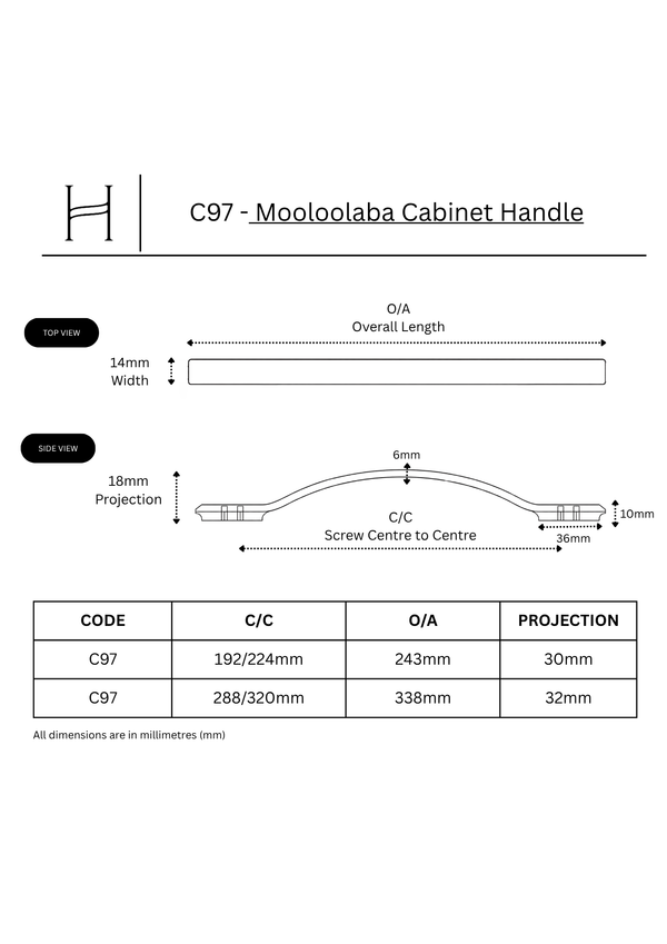 C97 - Mooloolaba Cabinet Handle