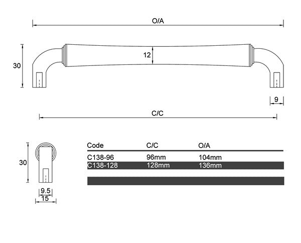C138 - Maleny Cabinet Handle