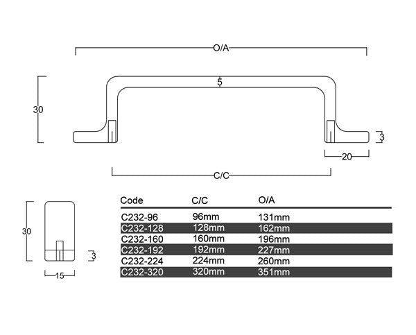 C232 - Taree Cabinet Handle