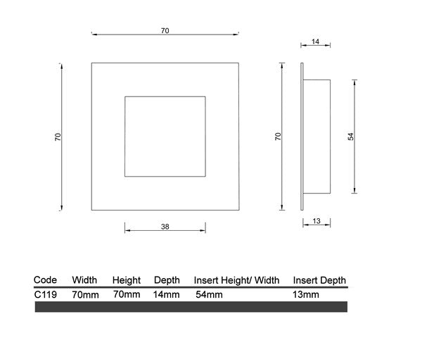 C119 - Square Sliding Door Flush Pull