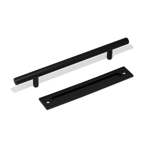 E50 - Matt Black Round 450mm Barn Door Handle Set
