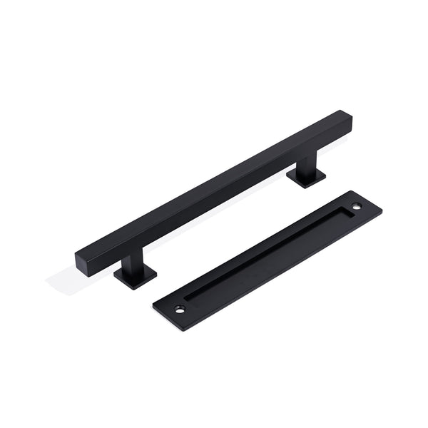 E51 - Matt Black 450mm Barn Door Handle Set