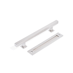 E51 - Brushed Stainless Steel Square 450mm Barn Door Handle Set