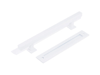 E51 - Matt White Square 450mm Barn Door Handle Set