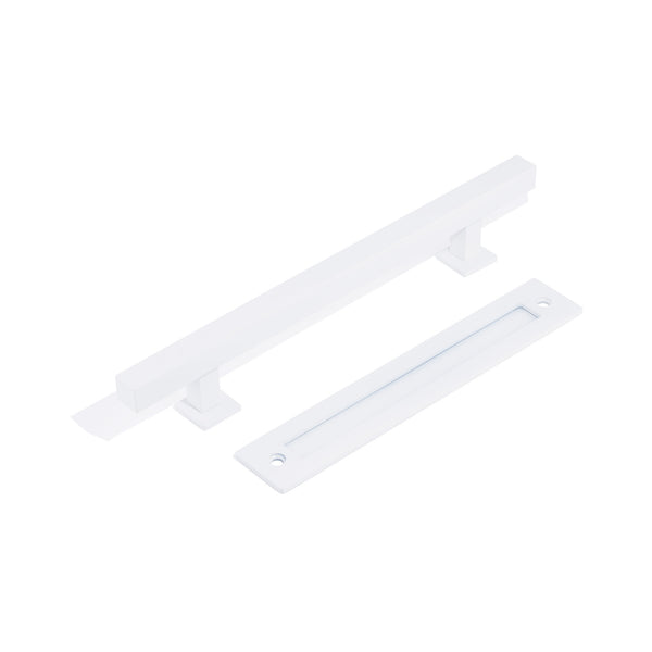 E51 - Matt White Square 450mm Barn Door Handle Set