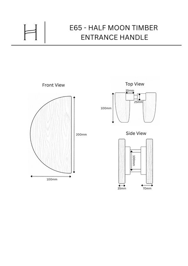 E65 - Half Moon Timber Entrance Handle