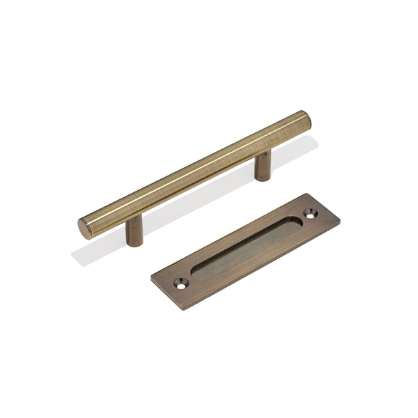 E74 - Antique Bronze Round 300mm Barn Door Handle Set