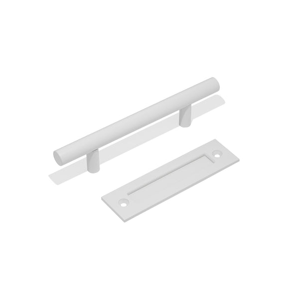 E74 - Metal Matt White Round 300mm Barn Door Handle Set