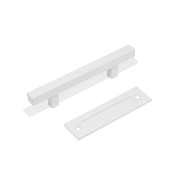 E75 – Metal Matt White Square 300mm Barn Door Handle Set