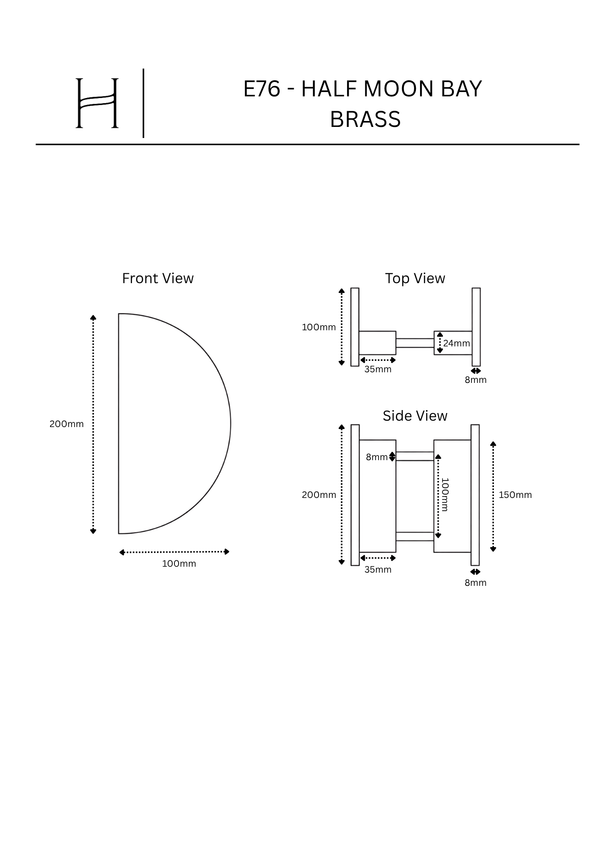 E76 - Half Moon Bay Brass Entrance Handle