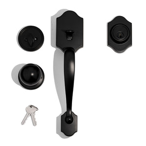E77 - Hahndorf Matt Black Single Cylinder Entrance Set - Round Knob