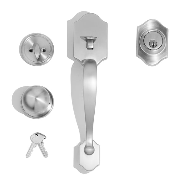 E77 - Hahndorf Satin Nickel Single Cylinder Entrance Set - Round Knob