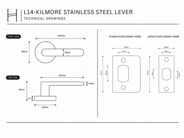 L14 - Kilmore Stainless Steel Lever