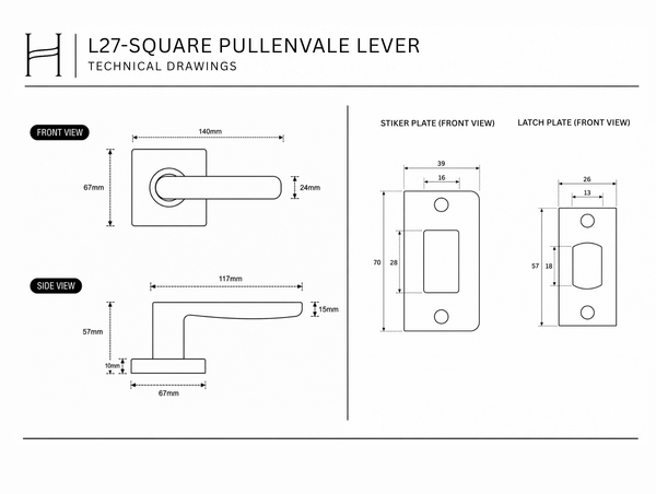 L27 – Square Pullenvale Stainless Steel Lever