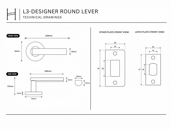 L3- Designer Round Brushed Stainless Steel Lever