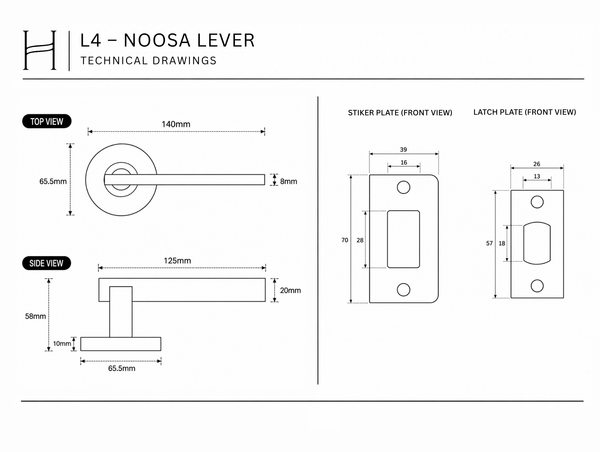 L4- Noosa Brushed Stainless Steel Lever
