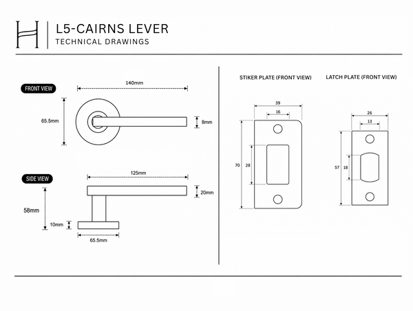 L5- Cairns Brushed Stainless Steel Lever