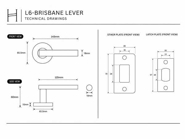 L6 - Brisbane Brushed Stainless Steel Lever