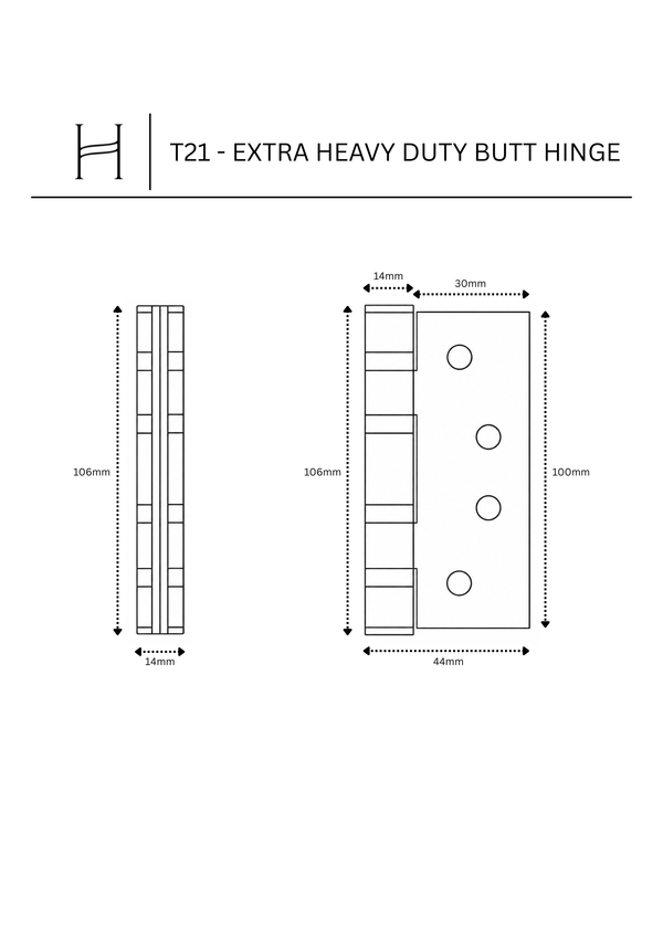 T21 - Extra Heavy Duty Butt Hinge