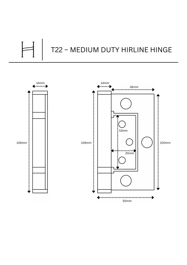 T22 – Medium Duty Hirline Hinge