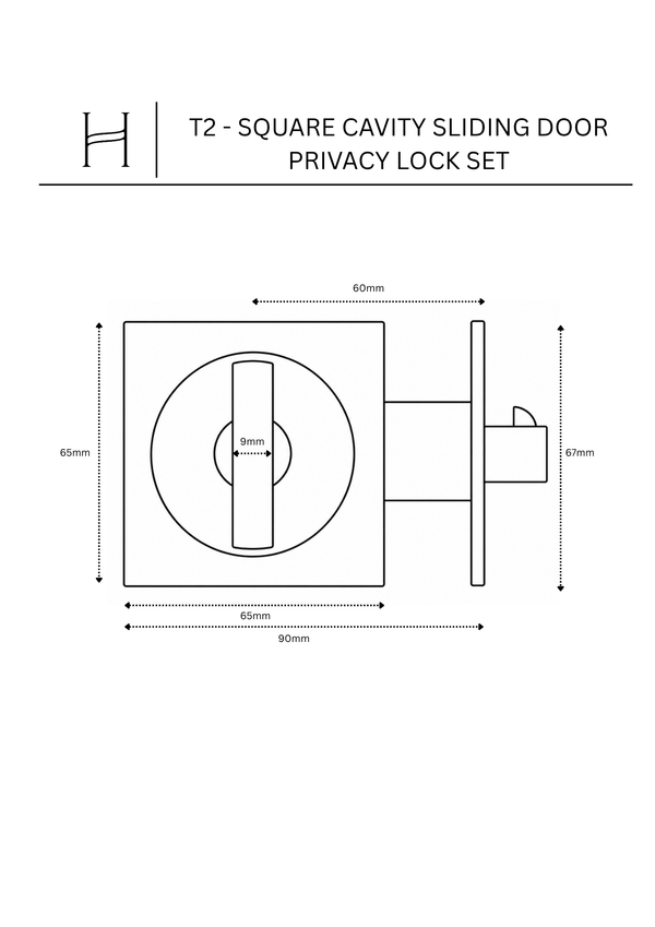 T2 - Square Cavity Sliding Door Privacy Lock Set