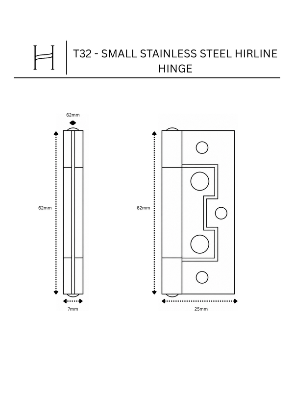 T32 - Small Stainless Steel Hirline Hinge