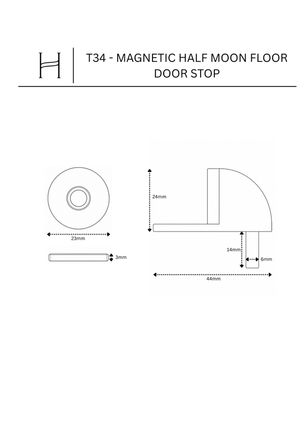 T34 - Magnetic Half Moon Floor Door Stop
