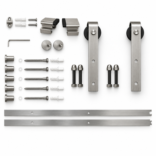T73 - Brushed Stainless Steel Barn Door Track Kit