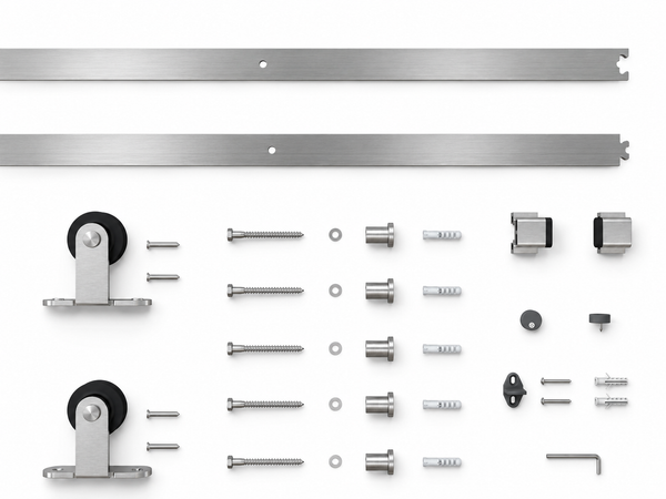 T94 - Brushed Stainless Steel Top Mount Barn Door Kit
