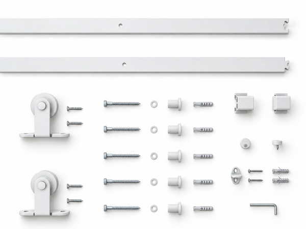 T94 - Matt White Top Mount Barn Door Kit