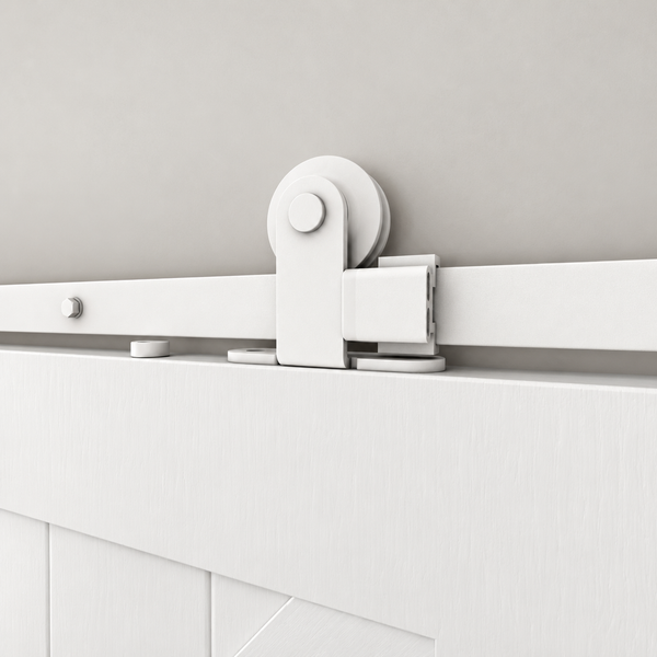 T94 - Matt White Top Mount Barn Door Kit