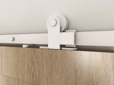 T94 - Matt White Top Mount Barn Door Kit