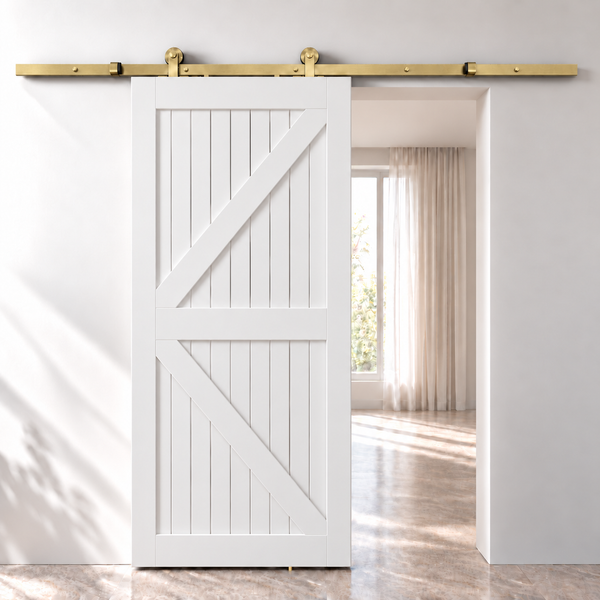 T94 - PVD Satin Gold Top Mount Barn Door Kit