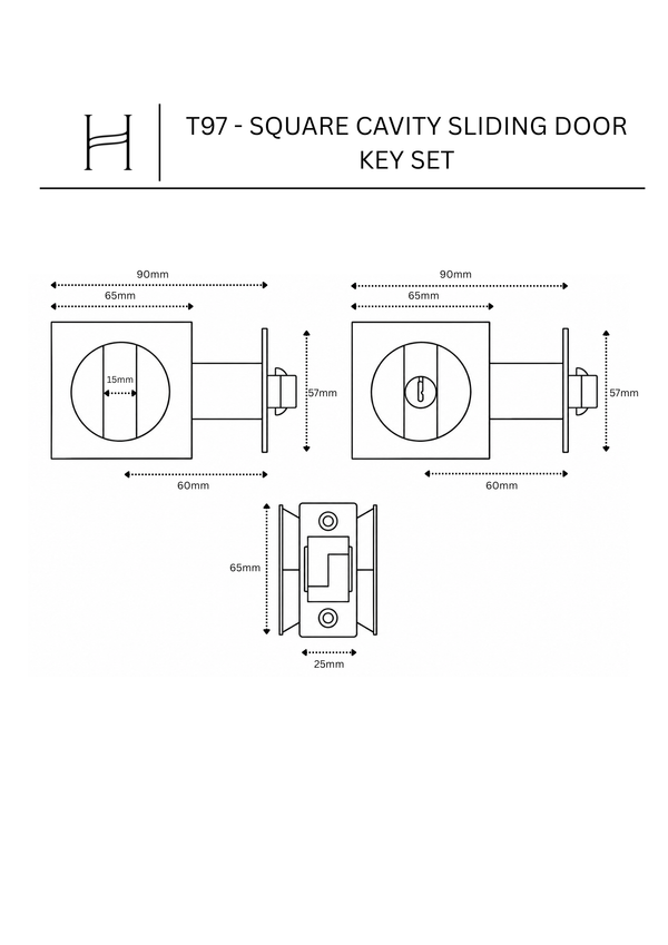 T97 - Square Cavity Sliding Door Key Set