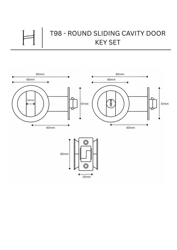 T98 - Round Sliding Cavity Door Key Set