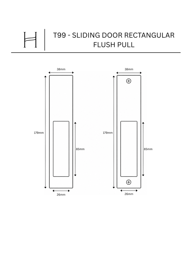 T99 - Sliding Door Rectangular Flush Pull