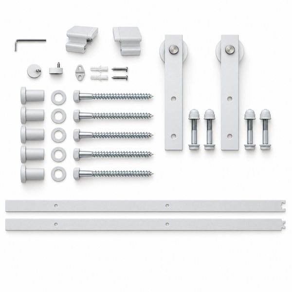 T73 - Matt White Barn Door Track Kit