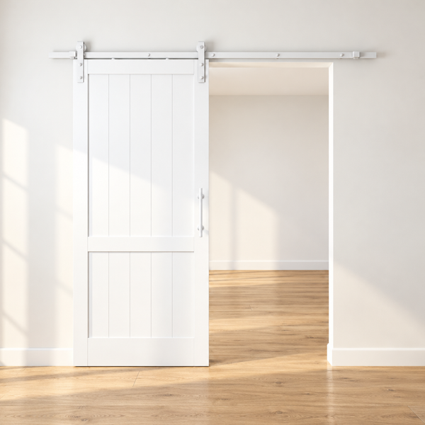 T73 - Matt White Barn Door Track Kit