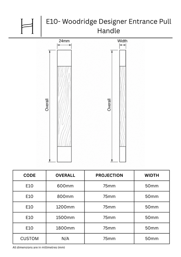 E10- Woodridge Designer Entrance Pull Handle